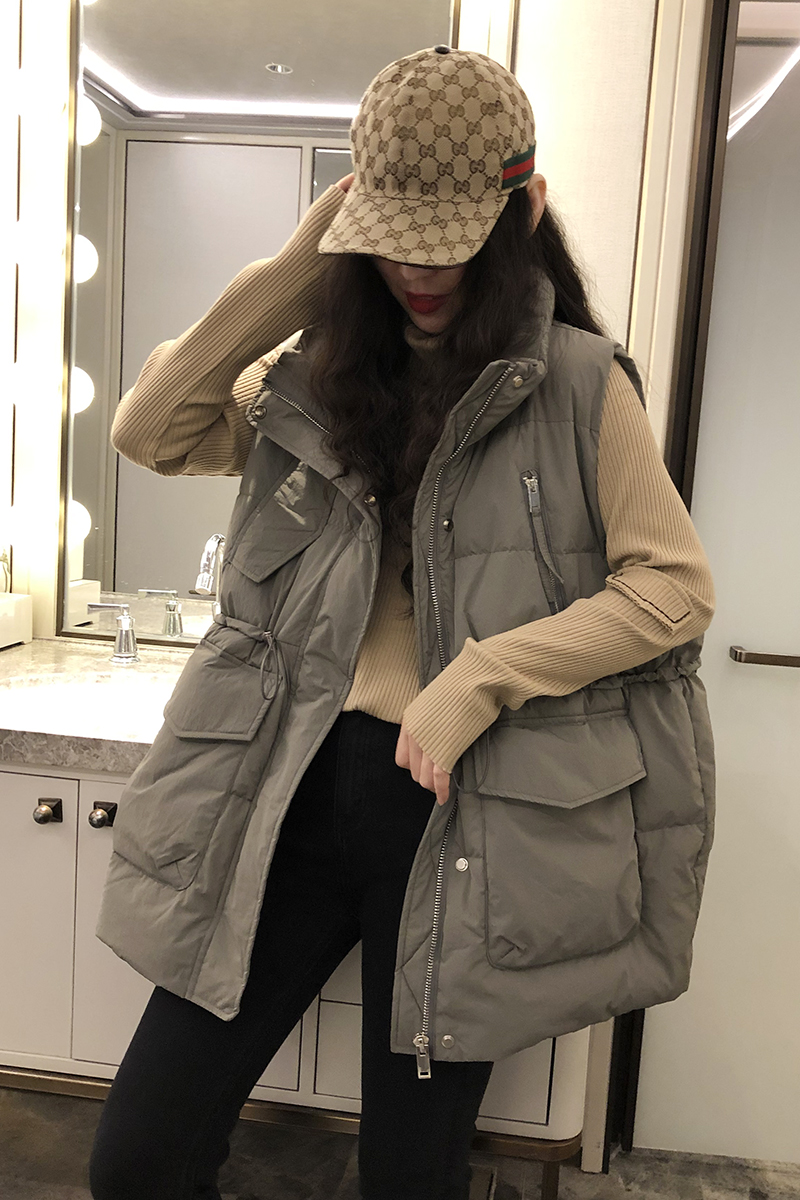 中长款羽绒服马甲韩版
