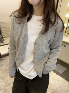 V领修身 SUPERXUE秋季 显瘦羊毛衣灰色开衫 韩版 针织外套女 新款