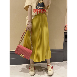 垂感宽松高腰A字半身裙中长款 新款 裙子 百褶裙女夏季 superxue