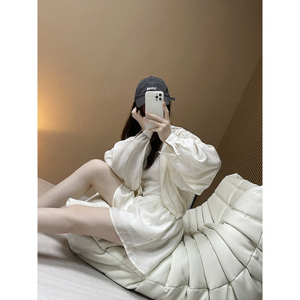 superxue 防晒套装女夏款新款连帽长袖衬衫+休闲短裤两件套