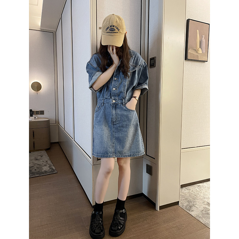 牛仔连衣裙女装韩版纯色