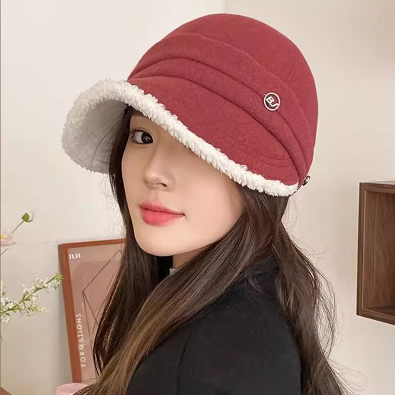 秋冬渔夫帽女大头围显脸小鸭舌帽