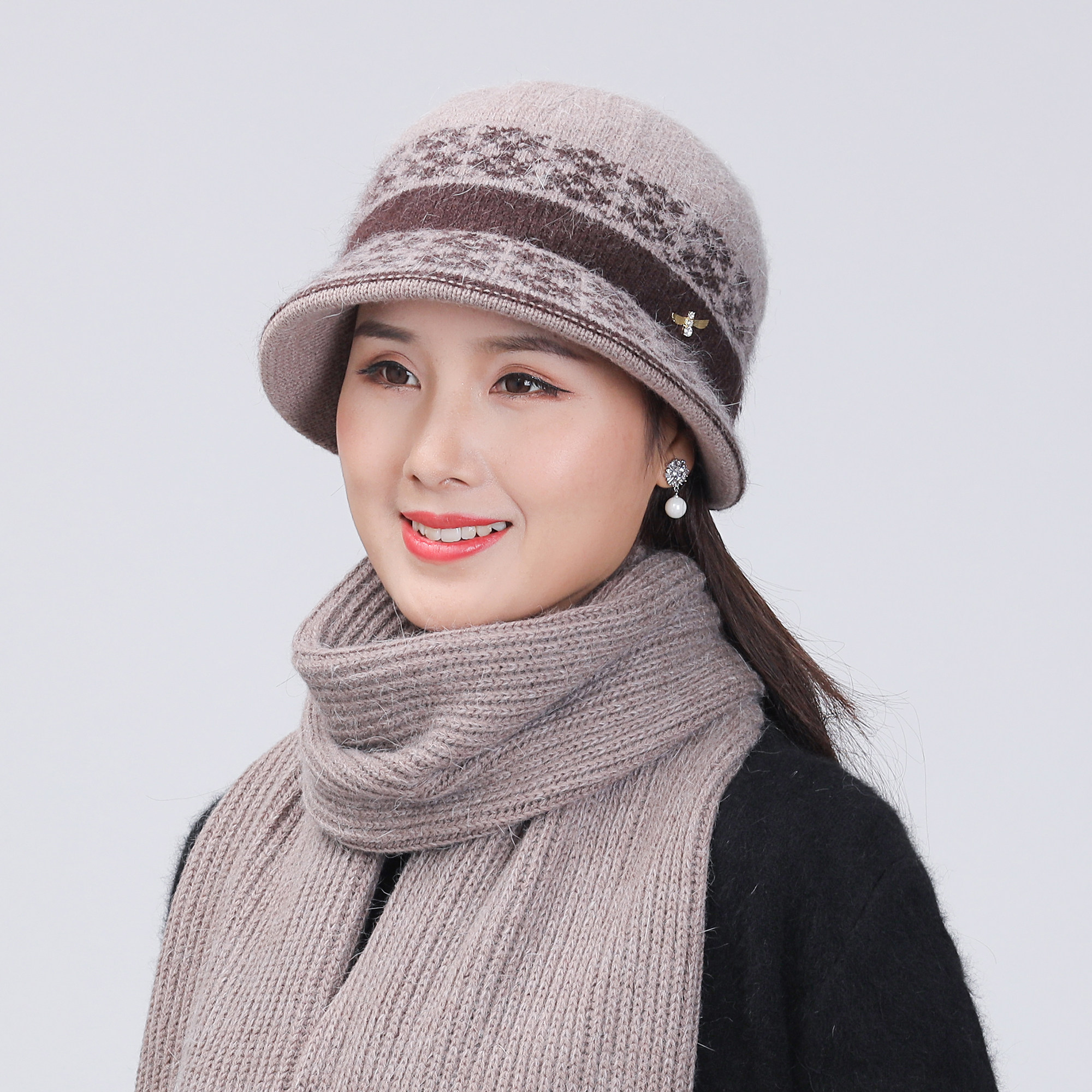 冬季中老年兔毛帽加厚保暖妈妈帽