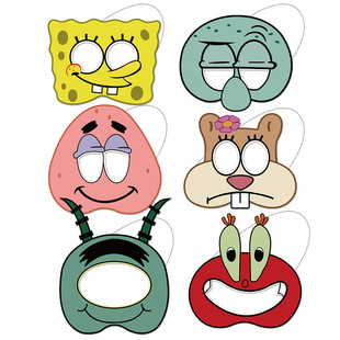 海绵宝宝派大星面具SpongeBob主题儿童生日派对拍照面罩装饰用品