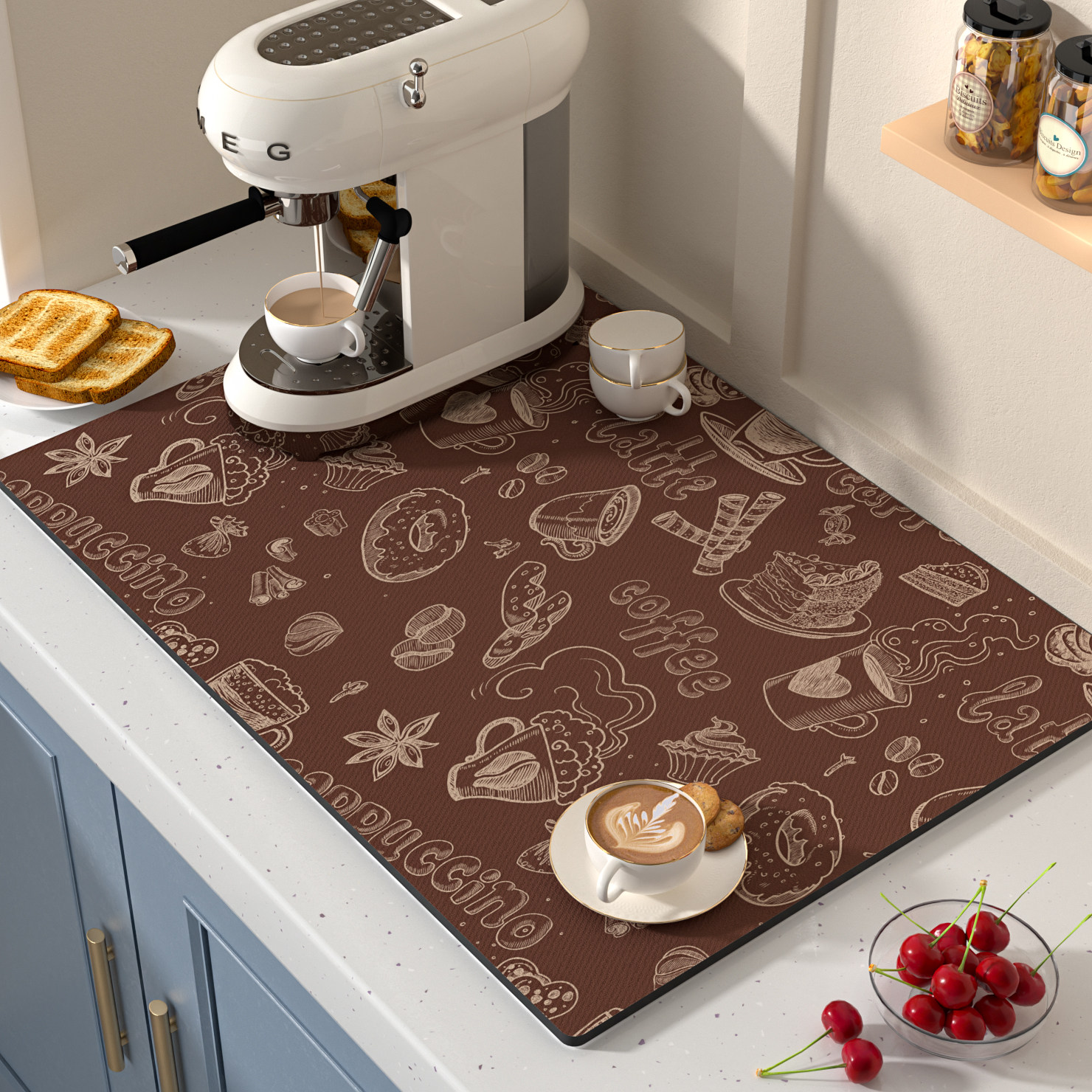 食品级硅藻泥滤水垫咖啡色吧台垫吸水速干耐用免洗无味咖啡机桌垫