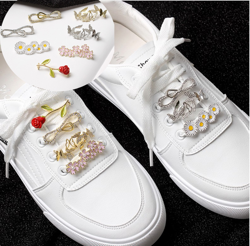 新欧美时尚小白鞋花潮搭GD菊水钻