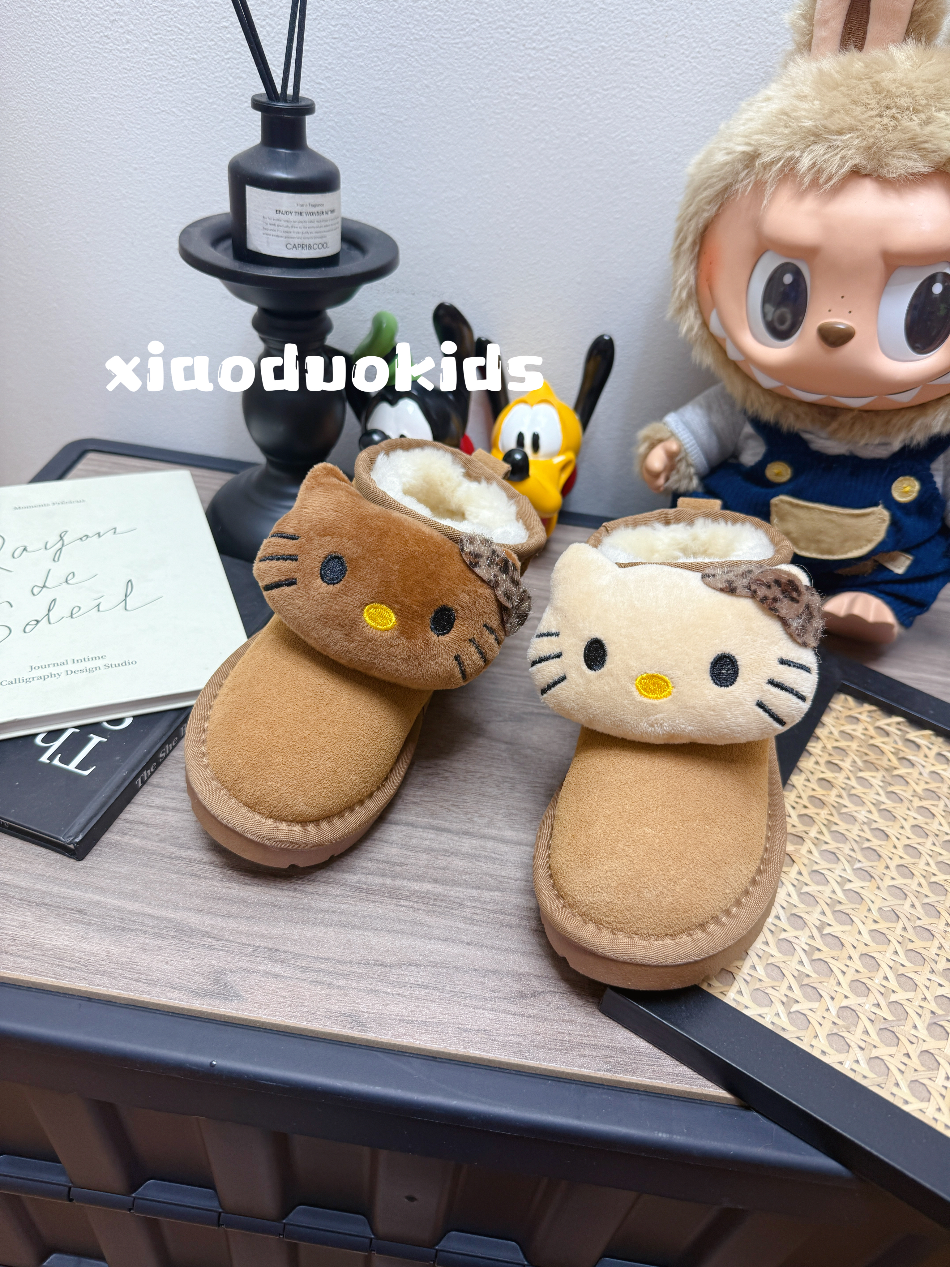 可爱儿童亲子短筒雪地靴女2025秋冬低筒真皮加绒保暖厚底棉鞋子