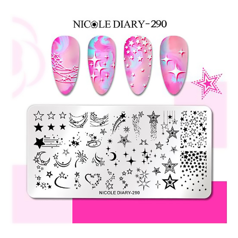 【油姐】NICOLE DIARY 281-300 印花板 美甲DIY彩绘模板 转印工具