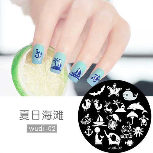 【清】wudi 圆板 混板 印花钢板 美甲DIY彩绘模板 转印工具