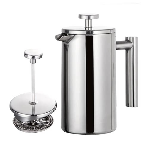 出口304不锈钢双层法压壶滤压壶