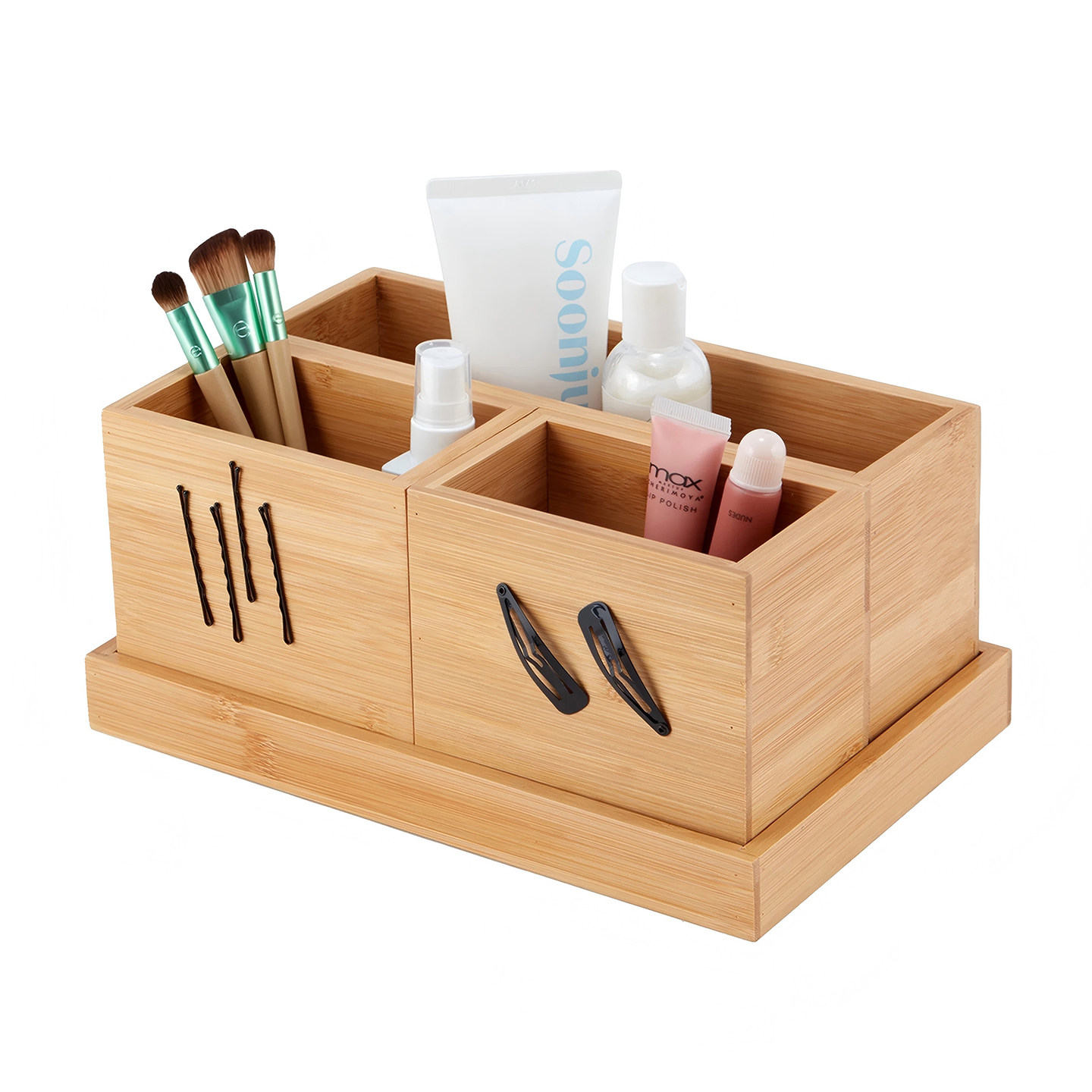 出口老外13.38美刀！竹制化妆品和洗漱用品收纳盒4件套桌面储物盒,收纳整理,其他收纳盒,淘宝优惠券,粉丝福利购,淘宝优惠卷