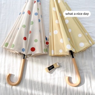 polka spots dots automatic umbrella folding double rain big