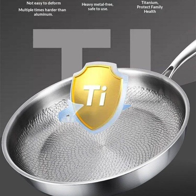 Titanium Stainless steel Frying pan Non-stick wok Egg steak