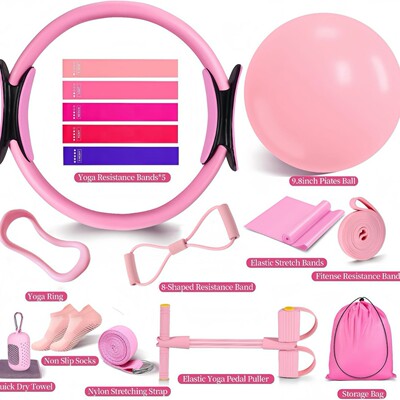 Pilates Set Slim Yoga ball Ring Resistance Bands Workout袜子