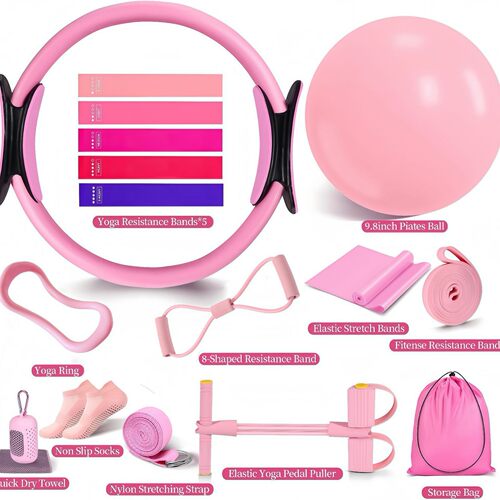 Pilates Set Slim Yoga ball Ring Resistance Bands Workout袜子