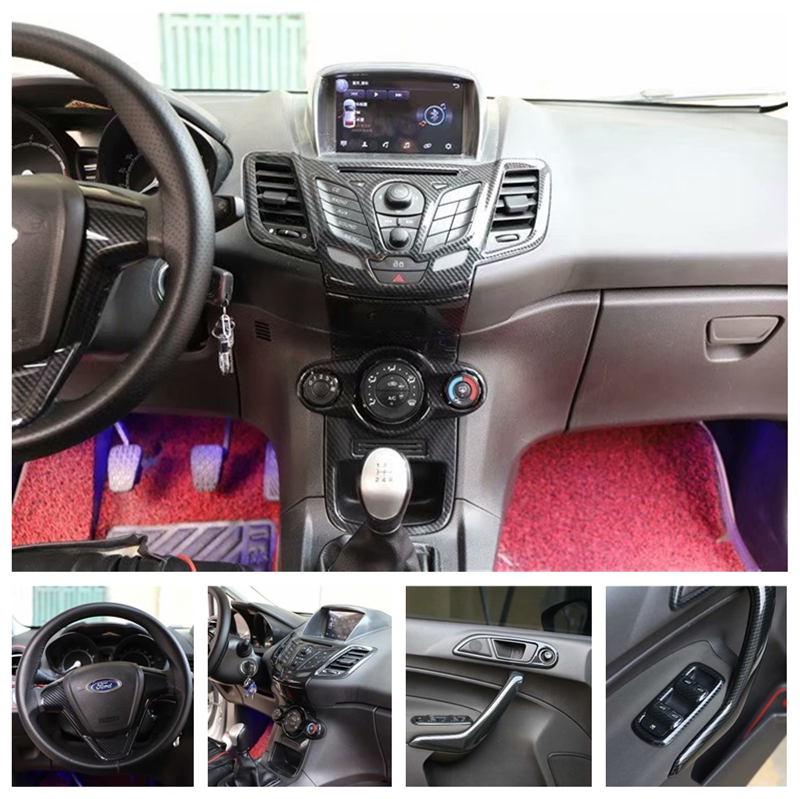 适用于09-12款福特嘉年华碳纤维桃木内饰贴 改装中控面板 排挡位
