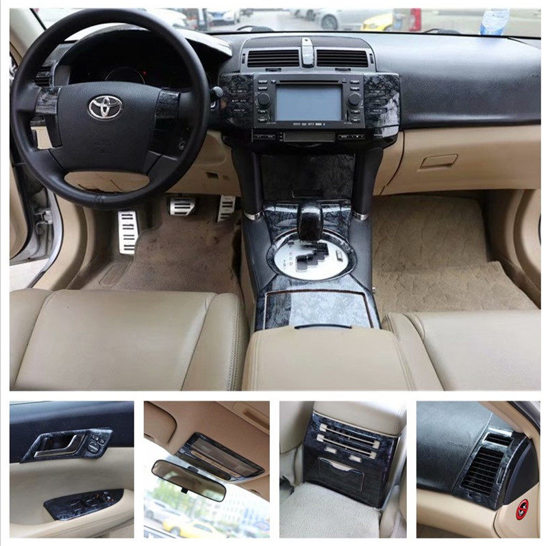 适用于05-09款丰田锐志碳纤维桃木内饰贴 改装中控排档方向盘贴
