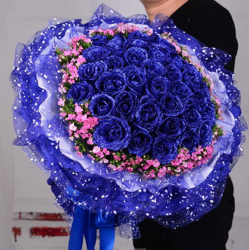蓝玫瑰花束蓝色妖姬鲜花速递宜昌市西陵区伍家岗点军区县同城花店