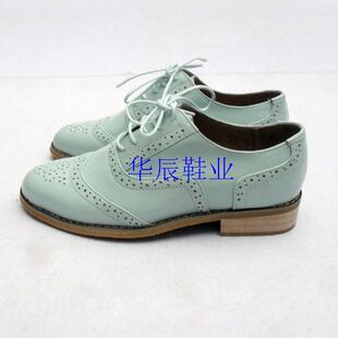 2025新款复古雕花女鞋真牛皮学院风拼色鞋学生鞋布洛克休闲鞋
