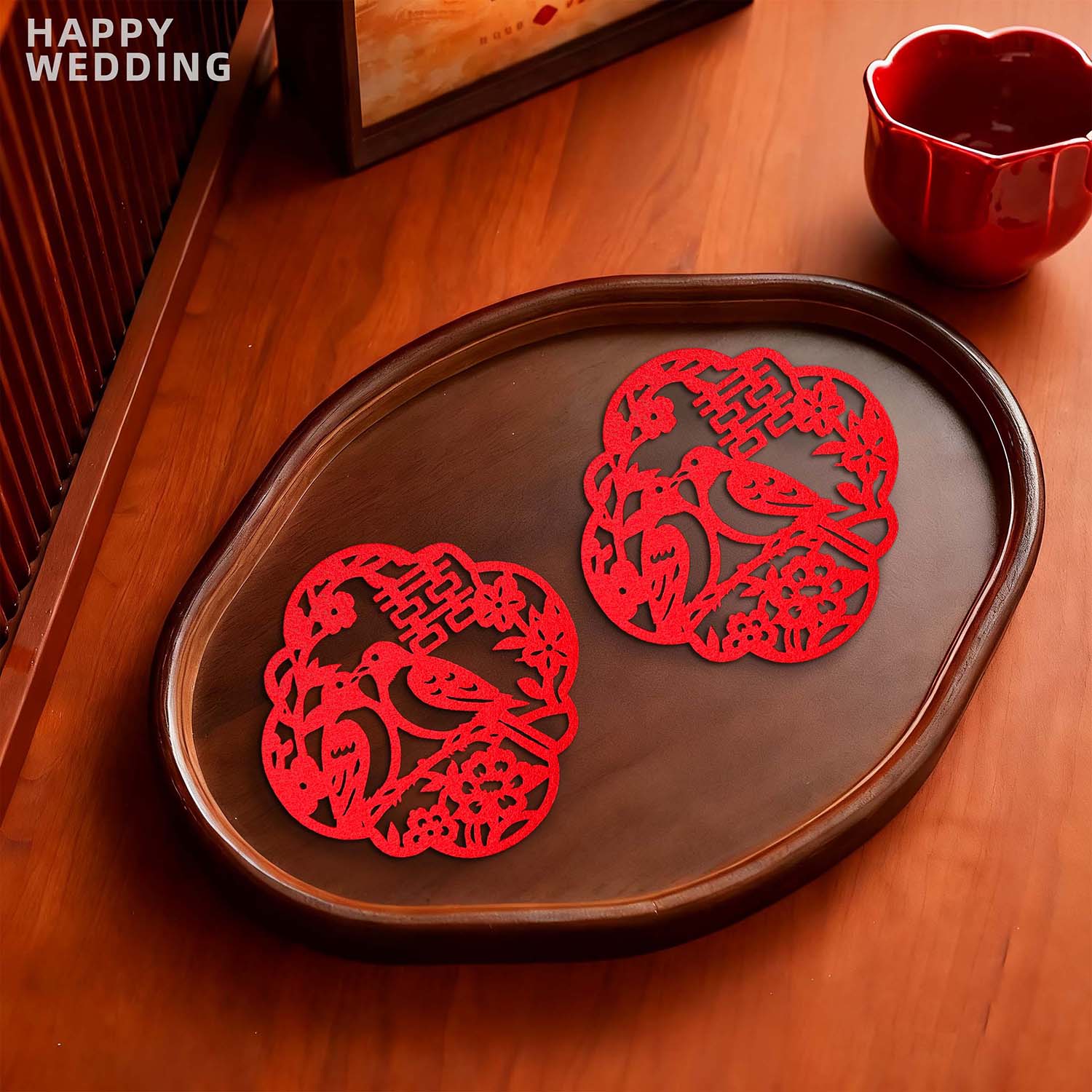 糊涂娘娘结婚敬茶杯女方陪嫁用品红色改口一对陶瓷茶具套装送闺蜜