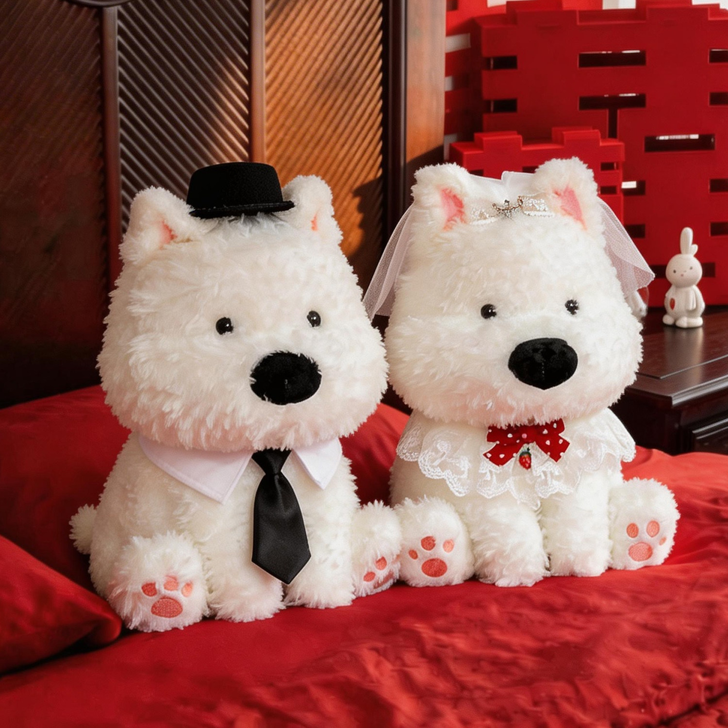 糊涂娘娘压床娃娃一对结婚新款高档2026新款线条小狗创意风新婚