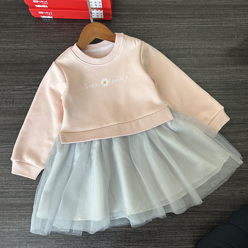 乐家秋冬新品女童加绒加厚不倒绒连衣裙纱裙特卖