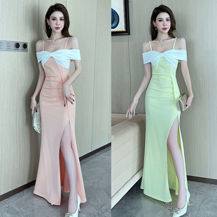 ktv性感吊带露肩减龄连衣裙女桑拿沐足浴按摩SPA工作服技师晚礼服