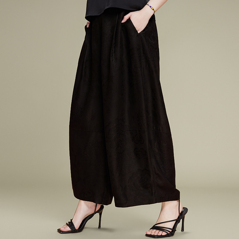 新中式国风女装香云纱2026新款今年流行爆款休闲裤真丝阔腿裤子