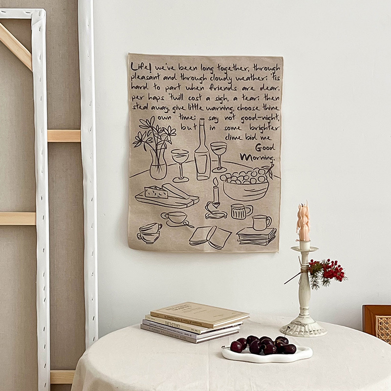 复古英文红酒挂布法式生活装饰布