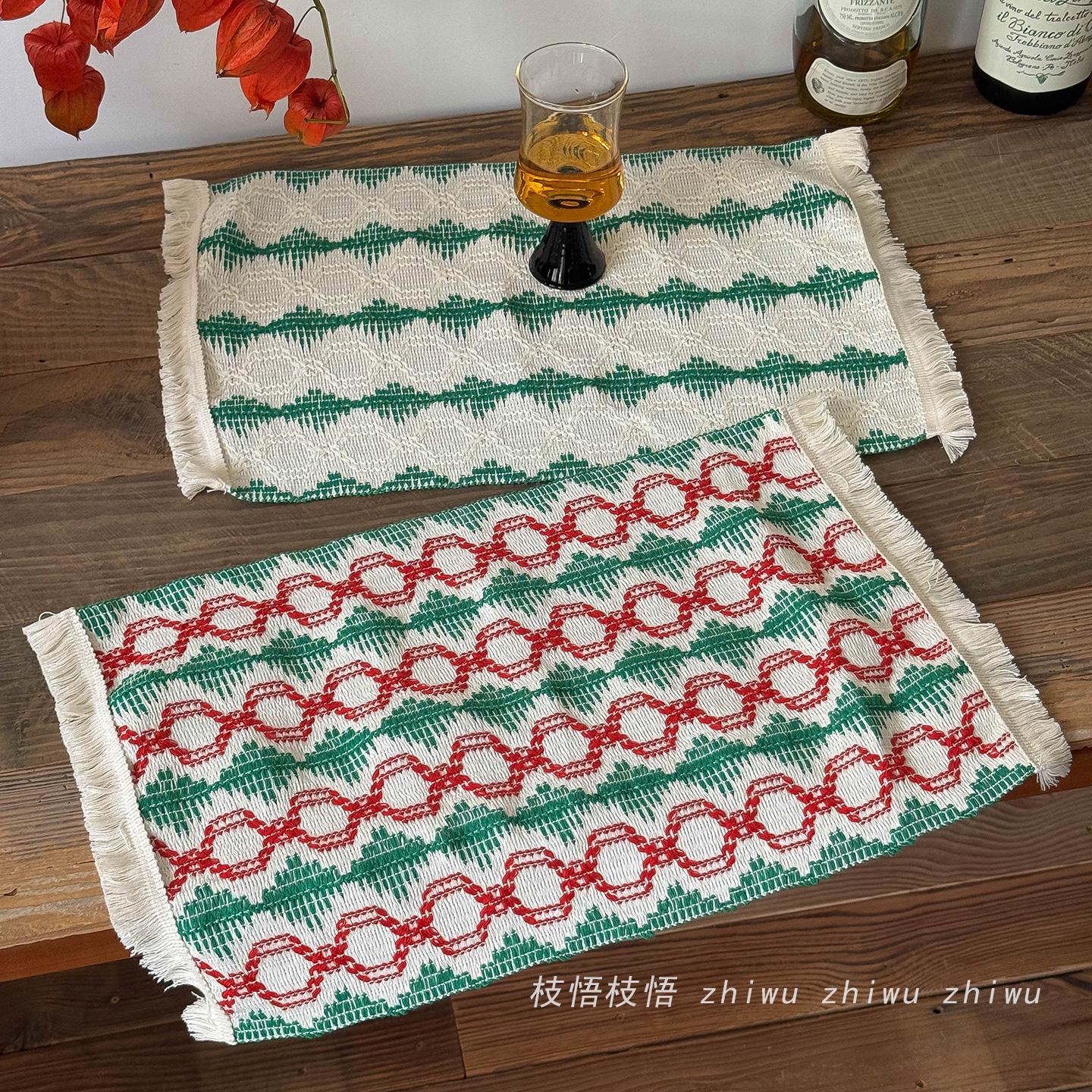 北欧文艺编织餐巾垫圣诞氛围布置