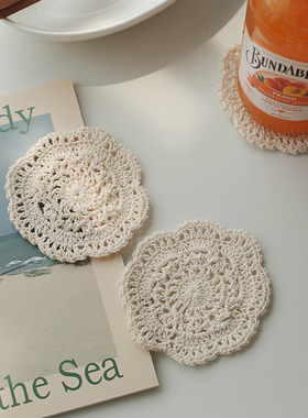 时光朝夕蕾丝杯垫 复古拍摄道具 手工钩花家居软装饰品 日式摆件