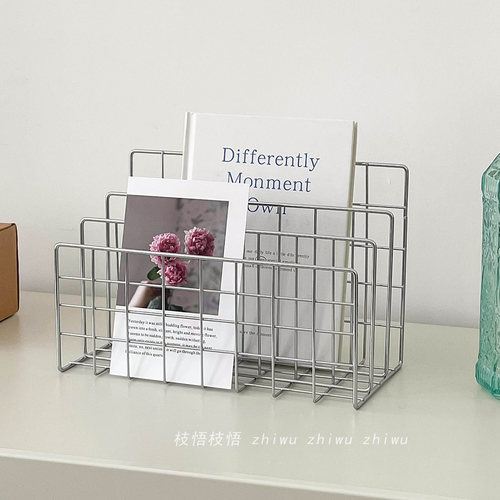 枝悟 铁艺桌面置物架 ins金属简易整理架 多功能杂志收纳架书立架