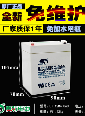 赛特BT-12M4.0AC电梯照明拉杆音箱12V4AH铅酸蓄12伏4.0ah电池电瓶