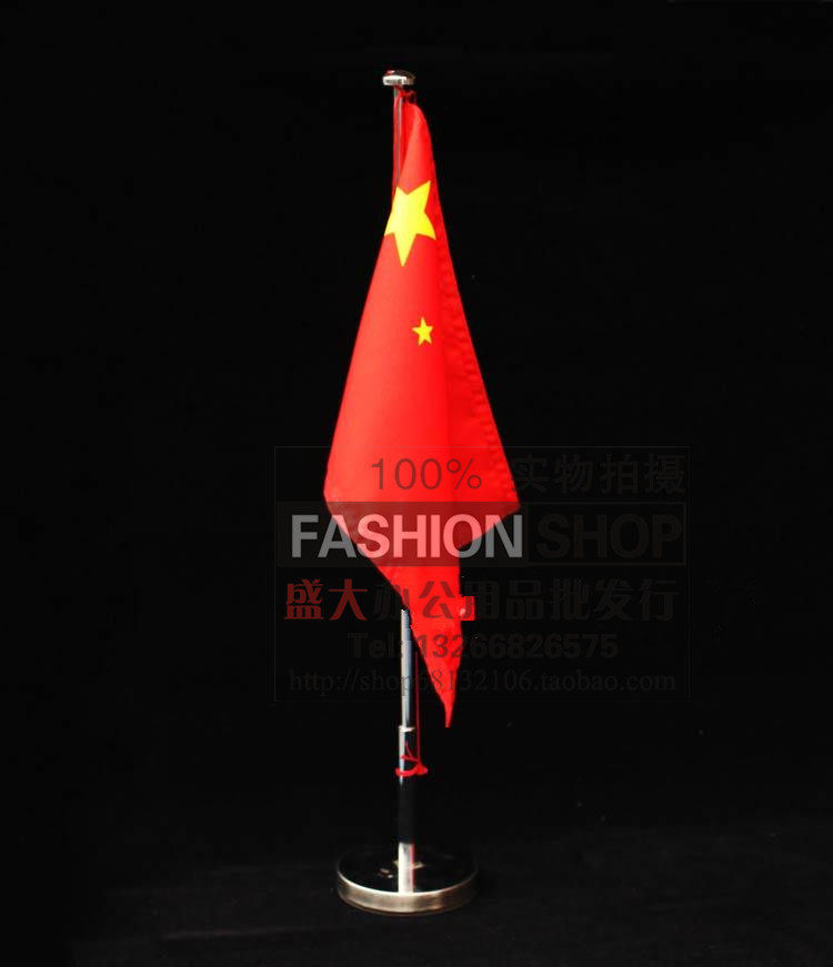 高档 F19不锈钢 伸缩单杆加柱型旗组桌旗会议旗杆不锈钢圆座旗架