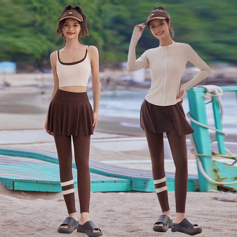 韩国潜水服女裙式套装长袖冲浪衣