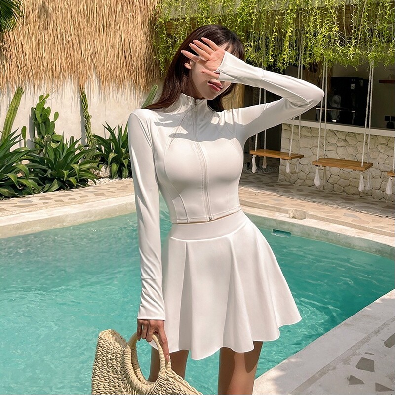 潜水服女分体裙显瘦长袖冲浪浮潜