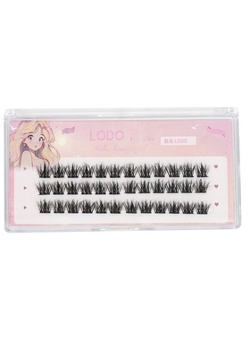 LODO水貂绒假睫毛5D婴儿弯层次凌乱懒人三部曲自然仿真单簇巨野生