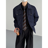 冬季 宽松保暖棉衣外套潮 夹克棉服男士 韩版 时髦复古牛仔灯芯绒短款