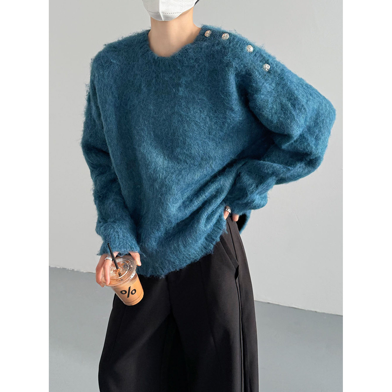 秋冬韩版时髦慵懒风软糯仿马海毛毛衣男士宽松复古厚款毛绒针织衫,男装,针织衫/毛衣,淘宝优惠券,粉丝福利购,淘宝优惠卷