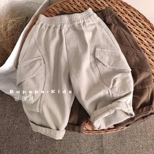 潮酷范儿~儿童工装萝卜裤 春秋宝宝洋气百搭宽松外穿长裤森系纯棉