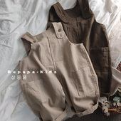 宽松纯棉外穿潮 连体裤 洋气百搭儿童森系复古背带裤 男女宝宝春秋季