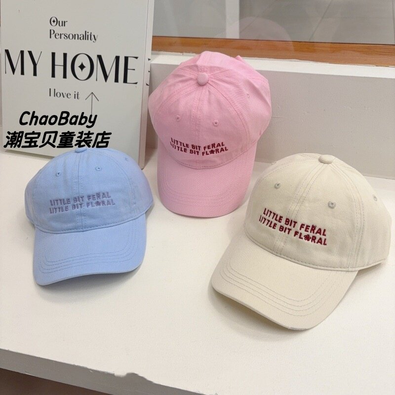儿童帽子新款鸭舌帽字母刺绣洋气男女童棒球帽韩版遮阳薄款潮百搭