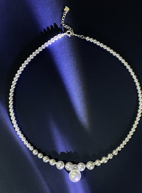 小清新锆石满珍珠项链短款锁骨链