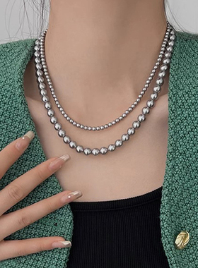 麦芭贝尔珍珠女叠戴锁骨链毛衣链