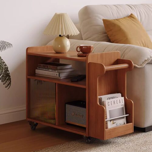 【全实木小推车】可移动沙发边柜