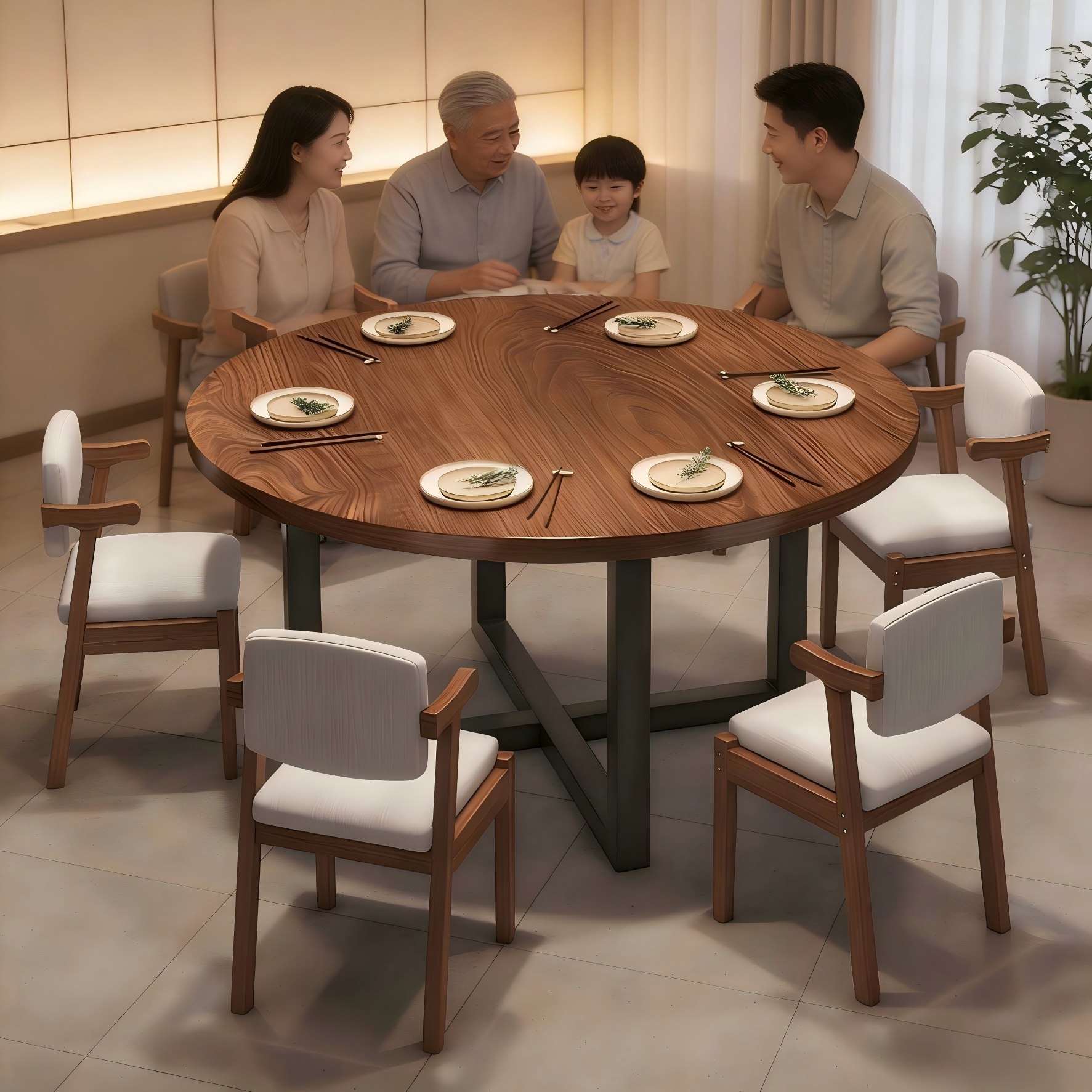 餐桌2026新款家用客厅小户型圆形吃饭桌现代简约桌椅组合饭店桌子