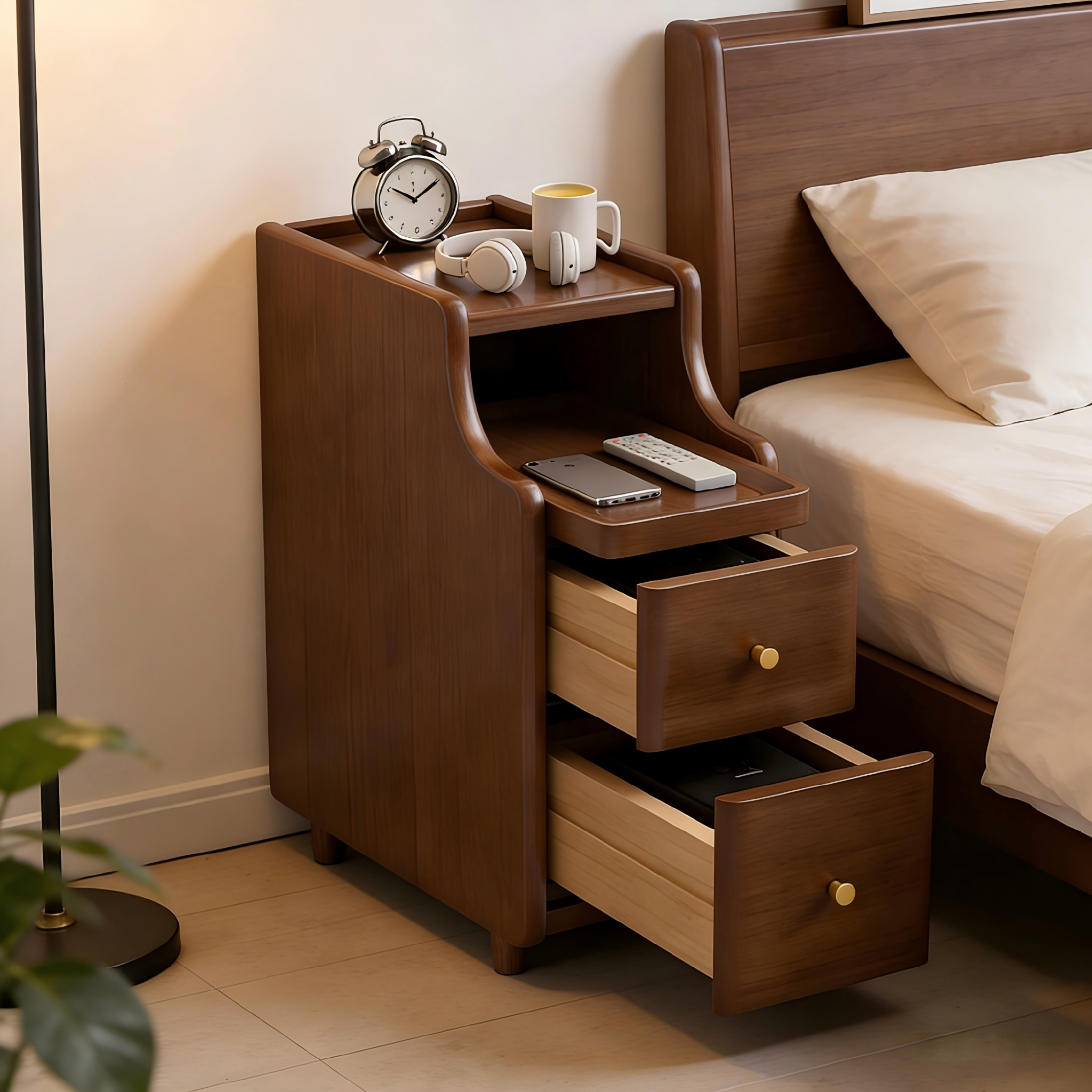床头柜小户型家用卧室2026新款轻奢高级感极窄床边柜实床头收纳柜