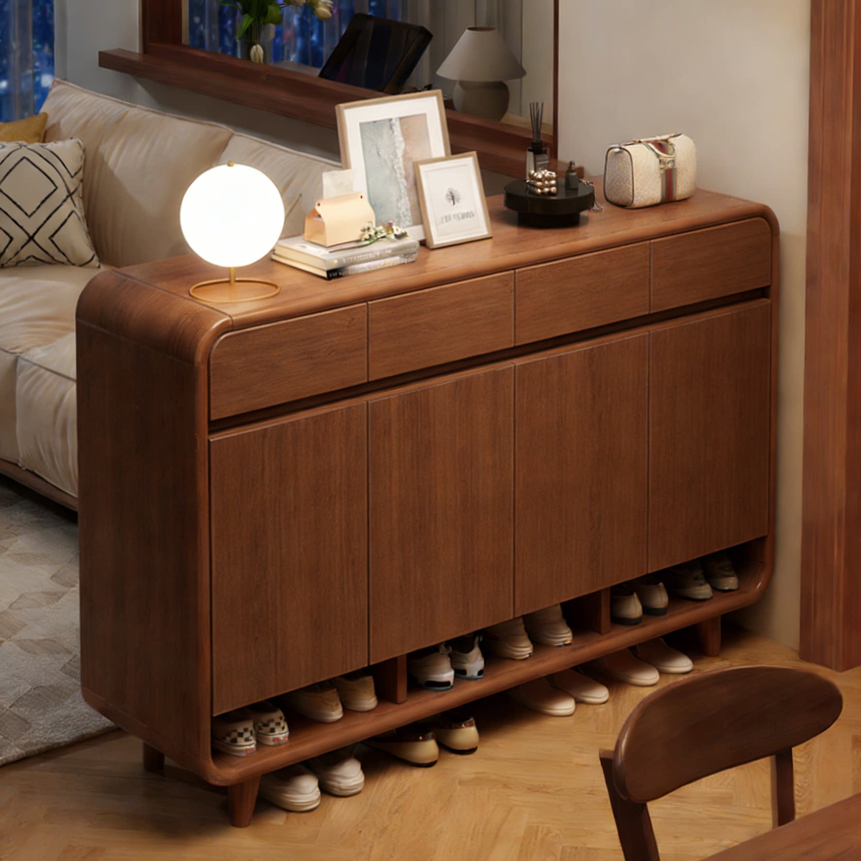 入户鞋柜家用门口2026新款大容量收纳柜一体落地靠墙边玄关收纳架