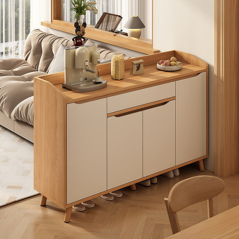 鞋柜门口家用2026新款靠墙原木风落地实木鞋架室内入户玄关收纳柜