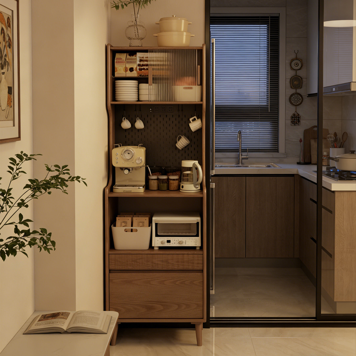 窄款餐边柜储物柜靠墙一体咖啡柜置物架子客厅厨房小户型茶水柜子,住宅家具,餐边柜,淘宝优惠券,粉丝福利购,淘宝优惠卷